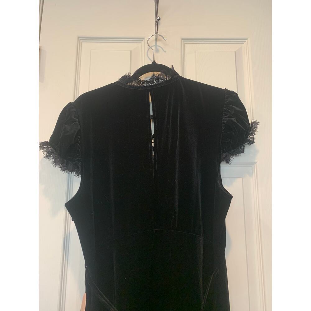 New! Unique Vintage Wm's Retro Velvet Lace 40's Puff sleeve Midi Dress Sz 14 - Picture 3 of 5